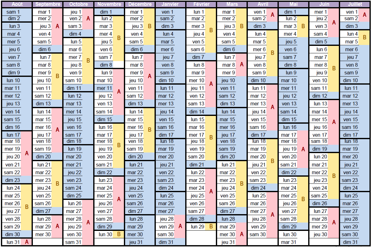 calendrier scolaire ime